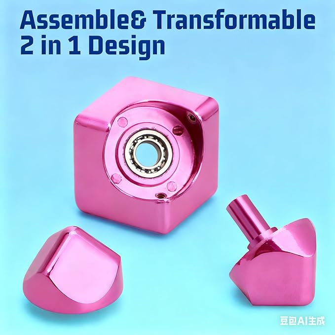 Infinity Gear Fidget Spinner for Kid Adult, Transformable Spinning Top Metallic Fidget Toys for Anti-Anxiety Stress Relief Autism ADHD, 2-in-1 Cube Focus Toy for Desktop Office Classroom Pink