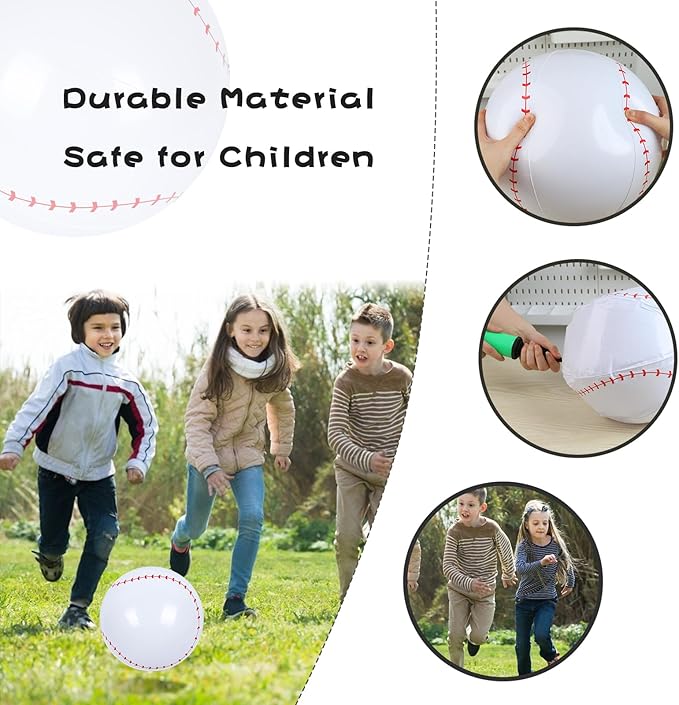 LovesTown 3Pack Inflatable Baseball, 12Inch Beach Balls for Party Favors Summer Swimming Pool Game