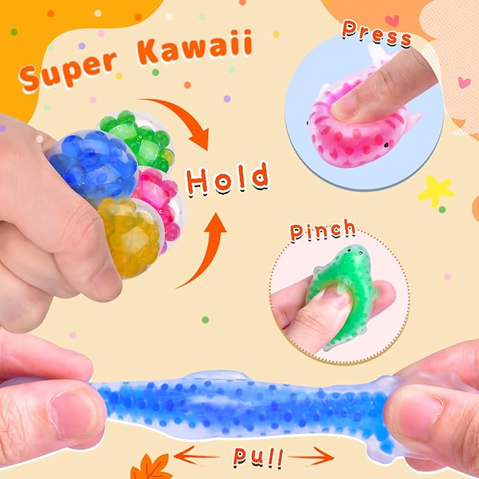LEEHUR 24PCS Kawaii Squishies Mochi Squishy Toys for Party Favors Goodie Bags Stuffers, Stress Relief Squeeze Squishy Fidget Toys for Classroom Prizes Birthday Easter (24 Animal)