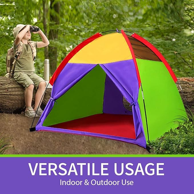 Alvantor® Play Tents for Kids Pop Up Toddler Tent Indoor/Outdoor for Children Boys Girls Pets Portable Playhouse Camping Playground 58"x58"x47" Rainbow