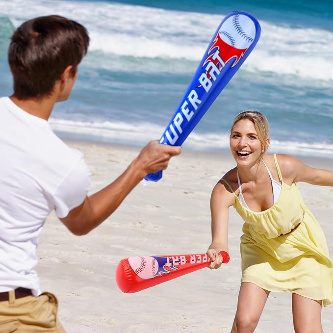 Fovths 18 Pieces Inflatable Baseball Bats, 22 Inch Blow Up Baseball Bat Inflates, Sports Theme Party Supplies for Summer Pool, Birthday Party Favors, Sports Carnival Decorations Prizes