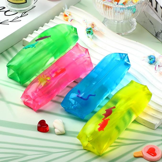 12 Pcs Water Wigglers Snake Toy Fidget Water Snake Trick Stress Toy Can't Hold Novelty Trick Slippery Tube for Home School Birthday Gifts, 4.33 x 1.57''(Sea Animals)