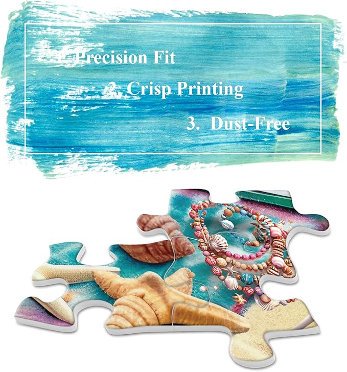 Summer Beach Seashell Puzzle Collection for Adults 1000 Piece, Hawaii Nature Scenery Jigsaw Puzzle Sea, Colorful Ocean Camping Puzzle