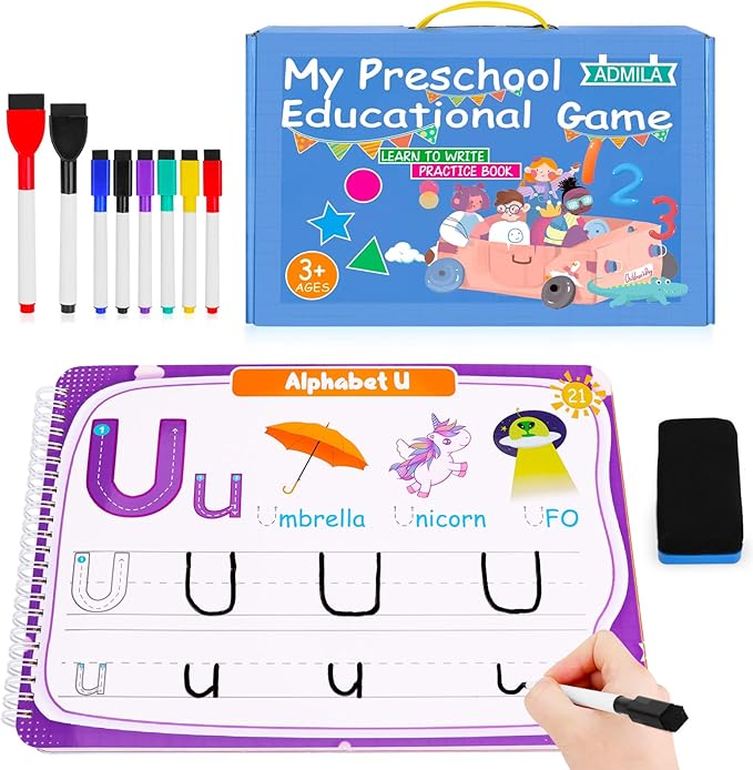 Preschool Learning Activities Educational Workbook, Handwriting Practice Book for Kids, Christmas Birthday Presents for 3 4 5 Year Old Boys Girl Toys for Kids, Montessori Busy Book Tracing Book Toys