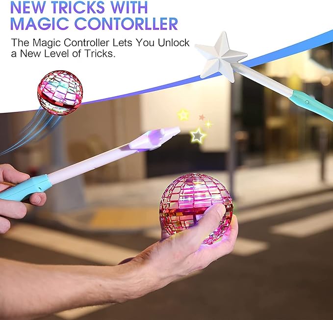 ATHLERIA Pro Hand Operated Drone with Magic Controller for Kids Adults - Hand Controlled Helicopter Flying Ball with 360° Rotating and RGB Lights - Mini Drone Interactive Toys Indoor Outdoor
