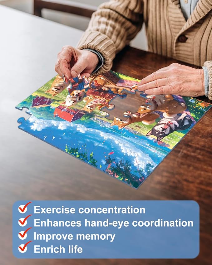 Yigney 6 Pack 36 Large Piece Jigsaw Puzzles for Seniors Alzheimer Product for Elderly Dementia Activities Memory Game for Patients in Nursing Home with Storage Box