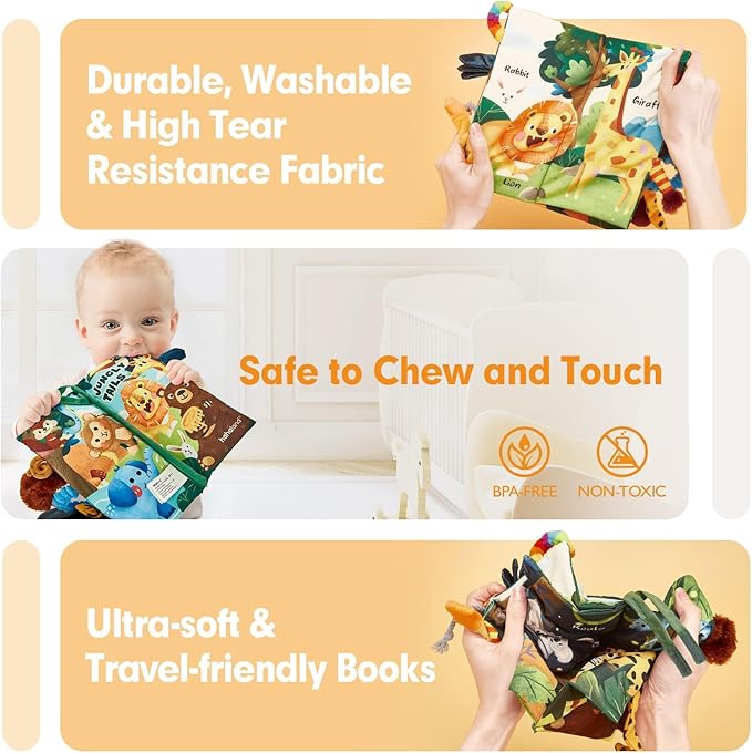 hahaland Baby Books 0-6 Months,Infant Tummy Time Toy Sensory Toys 6 to 12 Months Touch Feel Book Travel Toy Gifts for Boy Girl 0-3 Month Baby Shower Birthday Easter Basket Stuffers (Single)
