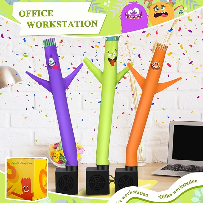 Poen 3 Pcs Mini Inflatable Tube Man White Elephant Gift Funny Gag Birthday Wacky Waving Inflatable Guy with Blower Desktop Mini Dancer Gift for Women Party Decoration(Funny)