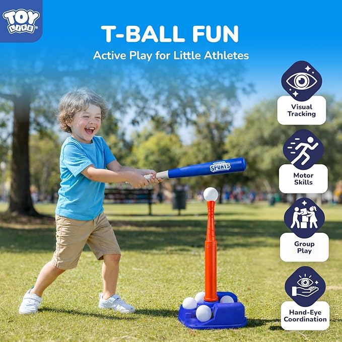 TOY Life T-Ball Set for Toddlers Ages 3-5 – Kids Baseball Set with Bat, Tee and 6 Balls – Outside Toys & Birthday Gift for 3, 4, 5, 6, 7, 8 Year Old Boys