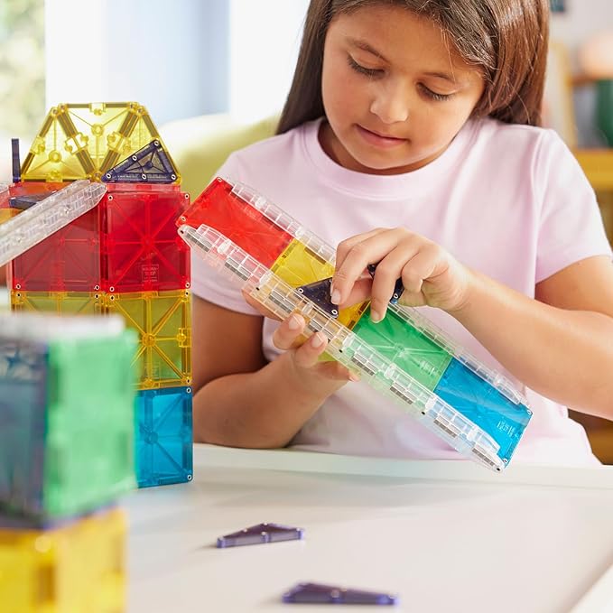Magna-Tiles Rail Racers Deluxe 90-Piece Magnetic Construction Set, The Original Magnetic Building Brand