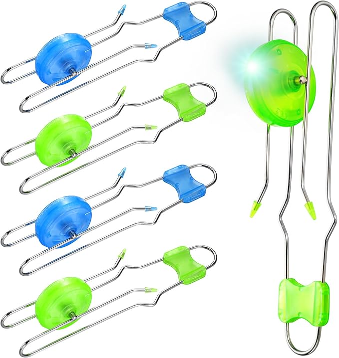 Gejoy 4 Pcs Magic Rail Twirler Easter Kids Retro Toys Light up Magnetic Gyro Wheels Toy Gyroscope Rail Game Classic Vintage Gravity Sensory Toy Gift for Boy Girl(Straight Line Style,Blue, Green)