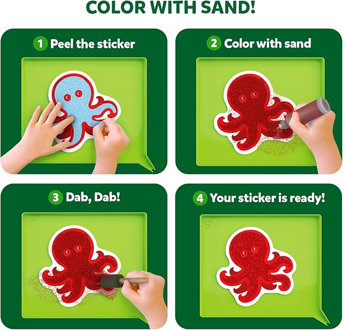 Skillmatics Sand Art Activity - Mess-Controlled DIY Animal Craft Kit with 50+ Colorful Stickers, Creative Arts & Crafts for Kids, Fun Hands-On Activity, Gifts for Ages 4, 5, 6, 7, 8, 9, 10