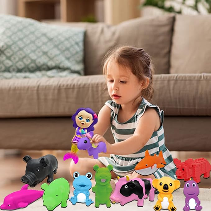 Animolds Baby Toys Squeaky Toy Squeeze Party Favors Toys for Boys Novelty Toys & Amusements Screaming Rubber Gag Gifts Small Animal Toys Funny Dog Toys 6-8In Baby Sensory Toys 2PK(Squeeze Me Dino 2PK)