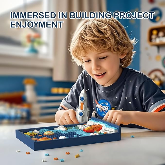 Micro Brick Rocket Building Set, DIY Space Rocket Model Craft Kit, 3D Wall Art Home Office Decoration or Table Display, Ideas Gift Building Toy for Adults,Teens Ages 8+ Kids