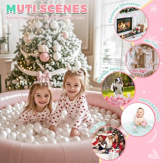 TRENDPLAY Star Ball Pit Balls for Toddlers -50 100 200 Count Star Balls Different Shapes, Non-Toxic Plastic Balls for Safe Play, Boys Girls Festival Party Decoration