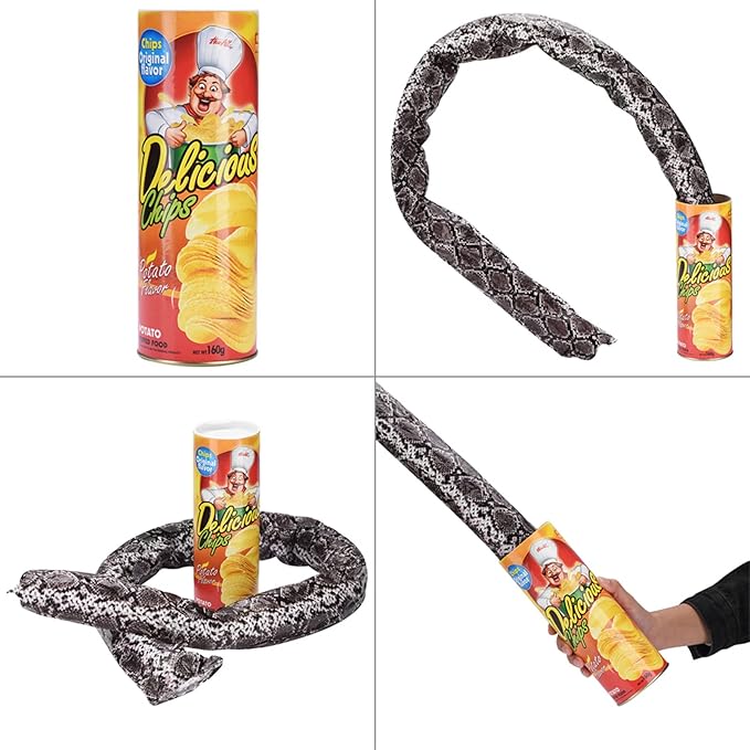 Aramox Funny Pranks Pop Out Spring Snake Trick Toy, Chip Can Packing, Shocking Gadget for Party with Endless Enjoyments