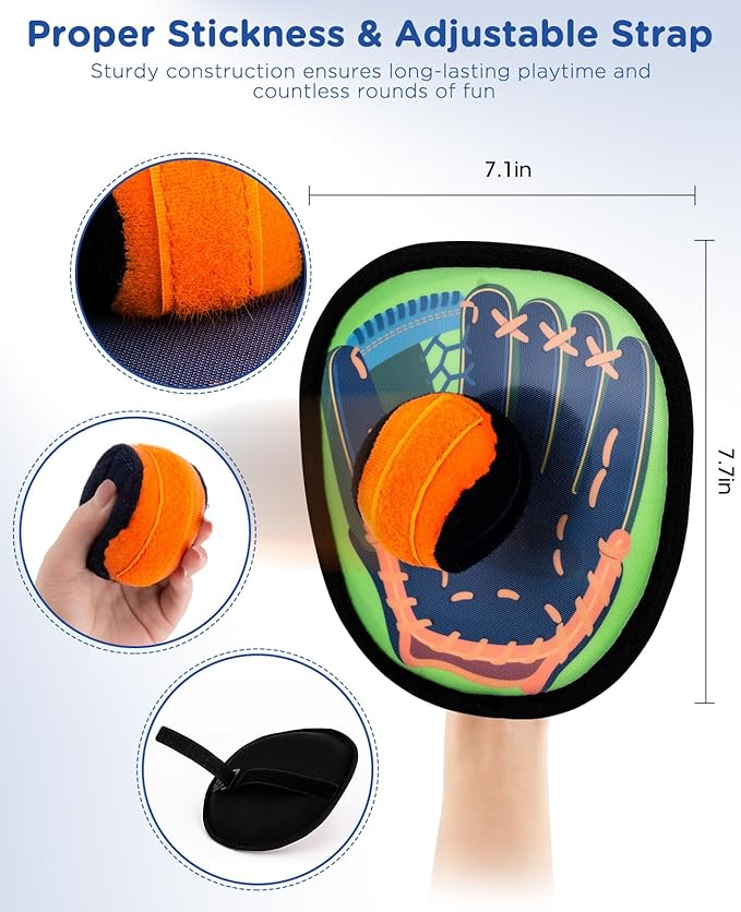 Toss and Catch Ball Game - Baseball Glove Style - Toddler Activity Toys for Boys Girls 3 4 5 6-8 Year Old - Birthday Gifts Easter Basket Stuffers - Kids Outdoor & Indoor Games for Beach Yard Lawn