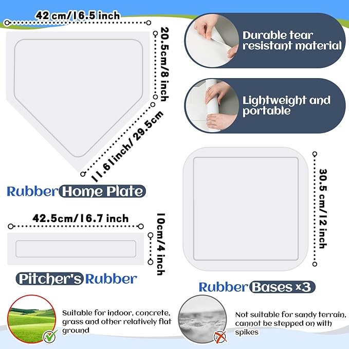 Hiboom 16 Pcs Sports Kickball Set Includes 10 Inches Playground Ball 5 Rubber Throw Down Bases Ball Pump 10 Foul Line Cones for Kids Adults Playground School Backyard Game Camps Picnic
