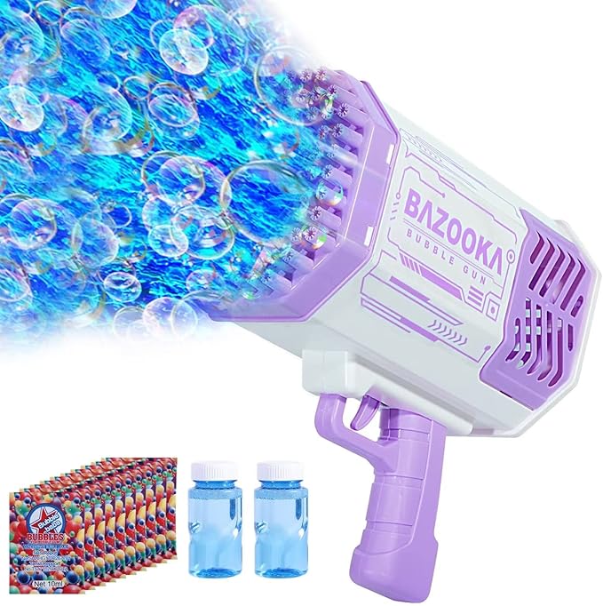 Bubble Gun, 69 Holes Bubble Machine Bubbles Kids Toys for Boys Girls Age 3 4 5 6 7 8 9 10 11 12 Year Old, Summer Outdoor Toy Birthday Wedding Party Halloween Favors