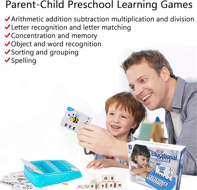 Learning Educational Toys 2 in 1 Matching Letter and Number Games for Boys and Girls Sight Words Recognition Flash Cards Kindergarten Teaching Tools Preschool Learning Materials for Kids Ages 3-7