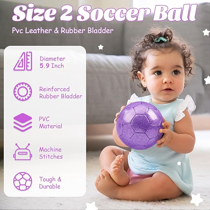 DLUGOPIS Sparkling Pink Toddler Soccer Ball - Mini, Age 3-8, Indoor/Outdoor, Small Size for Boys & Girls (Sparkling Pink, 1)
