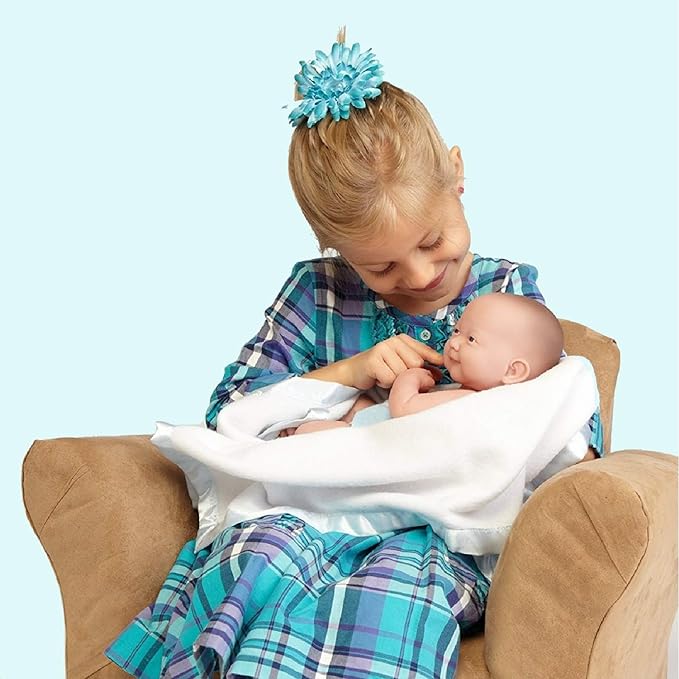 8 piece Layette Baby Doll Gift Set | JC Toys - La Newborn Nursery | 14" Life-Like Smiling Doll w/ Accessories | Blue | Ages 2+