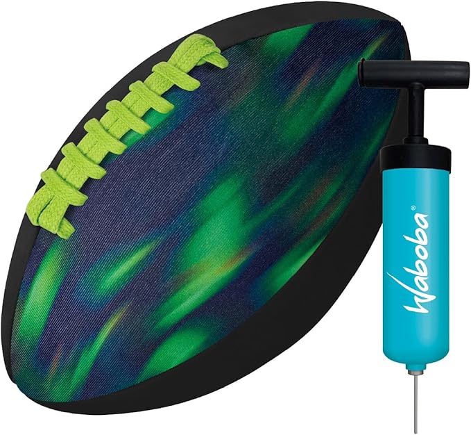 Waboba Sport Water Football – Perfect Beach Essential Toy for Pool & Beach Games – Waterproof Skin & Non-Slip Grip – 9 Inch Football for Kids & Adults Ages 8 & Up - Green