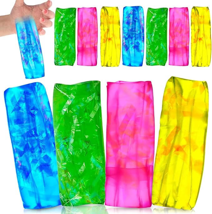 12 Pcs Water Wigglers Snake Toy Fidget Water Snake Trick Stress Toy Can't Hold Novelty Trick Slippery Tube for Home School Birthday Gifts, 4.33 x 1.57''(Lovely)