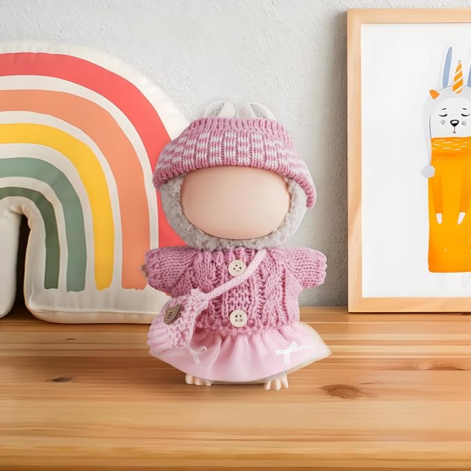 GAGAKU 17cm Doll Clothes Outfit Set, 6.7 inch Mini Dolls Stylish Dress-Up Replacement Clothing, Collectible Accessories, Doll Not Included - Pink Style