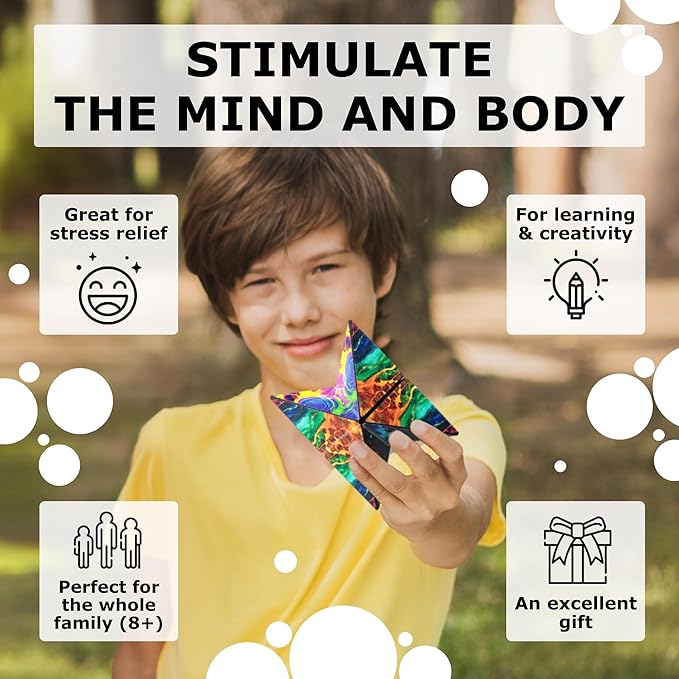Shashibo Octa Shape Shifting Box - STEM Fidget Toy with Ultra Strong Magnets - Sensory Puzzle Cube Transforms Into 100+ Shapes, Easter Basket Stuffers Gift for Kids, Teens, and Adults (Infinity)