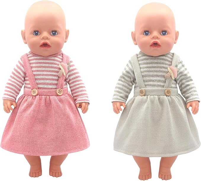 14-16 Inch Doll Clothes Dress and Accessories with Hat Socks 4-packs for 14-16 Inch Baby Doll (Not Include Doll)