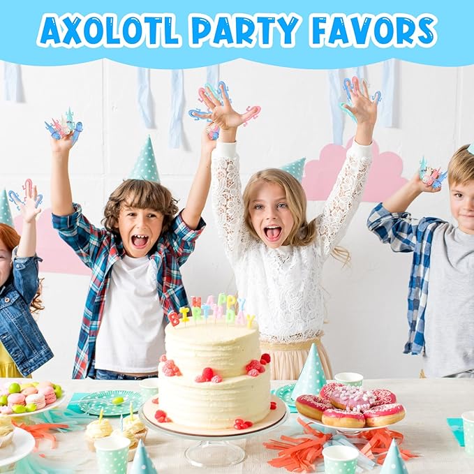 HyDren 28 Pcs Rubber Axolotl Slingshot Sensory Fidget Toy Axolotl Party Favors Party Supplies Stress Relief Toys for School Classroom Exchange Prizes Amphibiously Gifts Decor