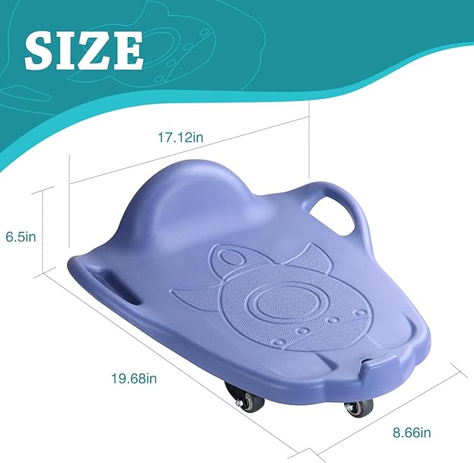 Large Scooter Board for Kids, Plastic Floor Scooter Board with Handles and Buckle, Gym Scooters for Indoor Outdoor Sports,Sensory Training