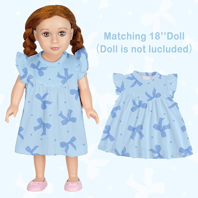 ICOSY Matching Doll & Girls Nightgowns Clothes Girls Pajamas Sleepwear Outfit for Kids and 18" Girl Doll