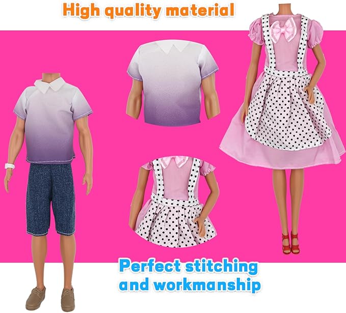 EuTengHao 34Pcs Doll Clothes and Accessories for 12 Inch Boy and Girl Dolls Chef Kitchen Playset Includes 18 Wear Clothes Stove Pots Motorcycle Bear Turtle Backpack Umbrella for 12 Inch Doll