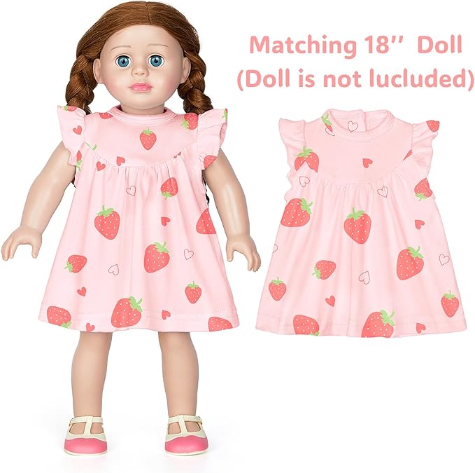 ICOSY Matching Doll & Girls Nightgowns Clothes Girls Pajamas Sleepwear Outfit for Kids and 18" Girl Doll