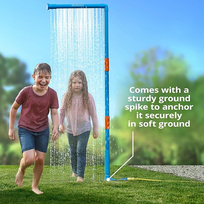 Plum Play Kids Outdoor Water Play Equipment - Rainfall Shower Toys for Kids, Toddler Outdoor Toys, Sturdy Backyard Water Activities, Summer Fun, Backyard Games for Kid, 3+ years and Up (Rain Wall)