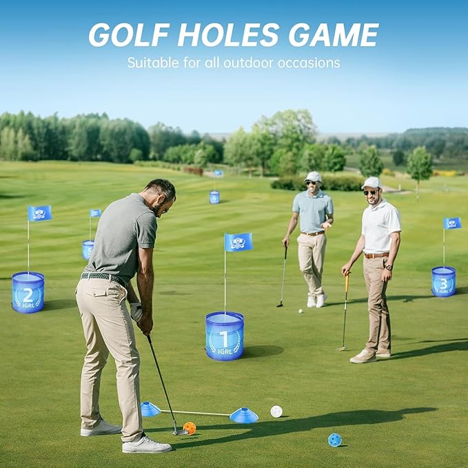 Golf Yard Game - 3 Holes Backyard Golf Games for Adults, Golf Chipping Game Set with Balls, Carry Bag, Flag & Obstacles, Outdoor Indoor Golf Gifts for Men Lawn, Beach, Camping, Park, Hotel