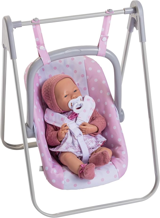 JC Toys - for Keeps Playtime | 2 in 1 Baby Doll Swing and Portable Carrier | for Dolls up to 18" | Ages 3+ | Pink