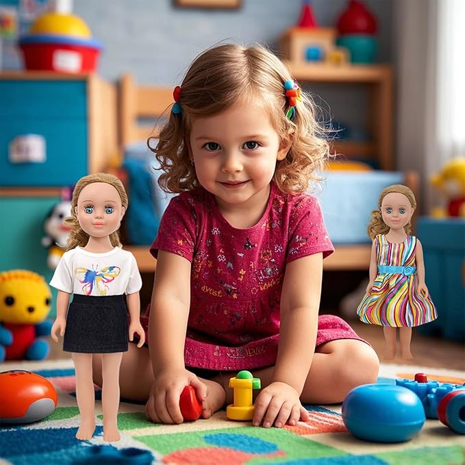 MSYO 10 Sets (16 Pcs) Doll Clothes for 17-18 Inch Dolls, Frog Print/Angel Tee/Floral Dress Variety, Cute Outfits for Play & Gifting