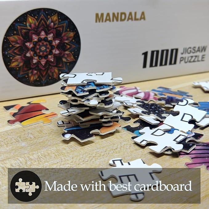1000 Pieces Circular Mandala Jigsaw Puzzles, Round Puzzle Game Toys Gift 26.7" x 26.7" Q1168