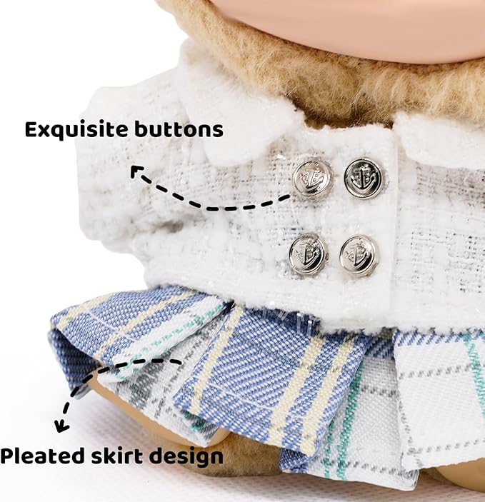Clothes for 17cm Dolls, Luxury Chic Style Set High-End Fashion Outfit with Premium Dolls Accessories for Play & Display (White) - 3 Piece