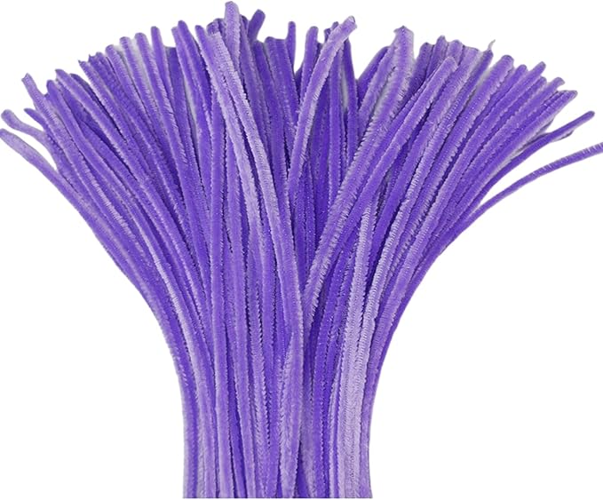 Light Purple Chenille Stems, 12 Inch Colored Craft Supplies, 200 Pcs Pastel Pipe Cleaners for Crochet Projects, Holiday Wreath, DIY Art