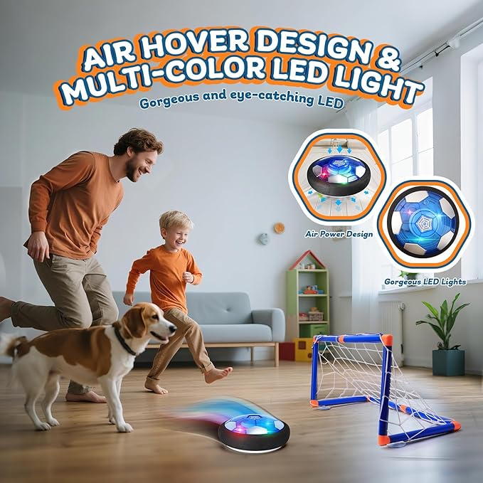 3-in-1 Hover Soccer Ball Set for Kids, Gift for Boys 3-5 6-8, Hover Soccer Ball for Kids, LED Lights Indoor Outdoor Birthday Christmas Hockey Gifts for Boys