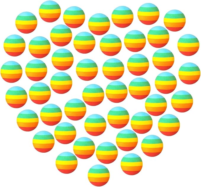48 Pieces Popper Refill Balls, Rainbow Refill Bullet Balls, 1.1 Inch Foam Bullet Ball Soft Foam Balls Foam Replacement Balls for Popper Refills