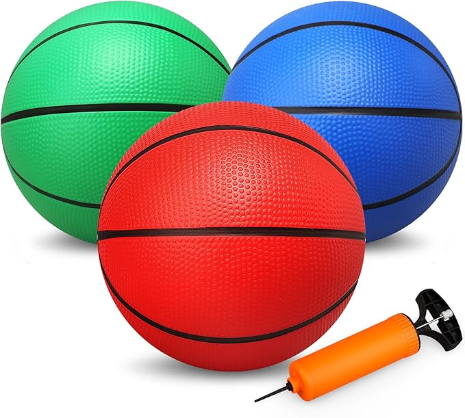 9.8 inch Basketball for Kids Adult, Rubber Bouncy Payground Kickball Dodgeball, Soft Ball for Basketball Hoop, Size 7 PVC Ball Sports Toy for Indoor Outdoor Water Pool Summer Party