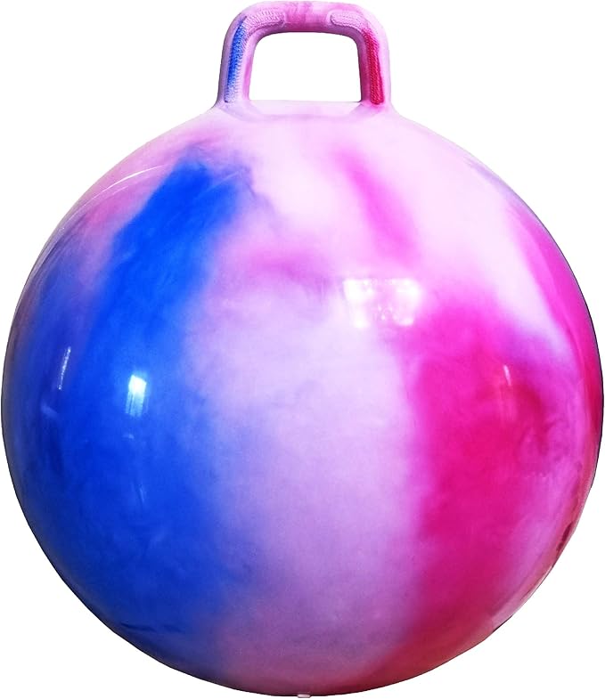 AppleRound Hippity Hoppity Hop Ball, Sit-on Bouncy Ball with Handle, 20in/50cm Diameter for Children Age 7-10, Space Hopper Hopball, Pump Included, Cloud Colors (Red & Blue)