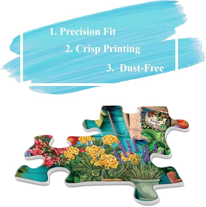 Flower Plant Gardening Puzzle 1000 Piece for Adults, Spring Nature Garden Jigsaw Puzzle, Cat Colorful Cabin Puzzles