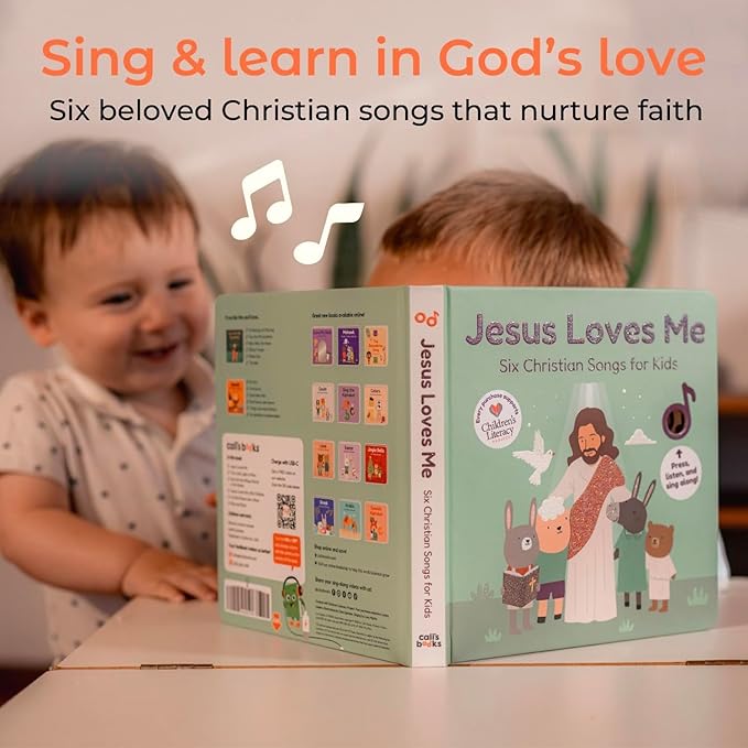Cali's Books Jesus Loves Me Music Book for Toddlers 1-3 Years Old - Singing Christian Musical Book Kids, Headphone Jack, Interactive Learning Baby Sound Books, Song Toys for Children Girls and Boys