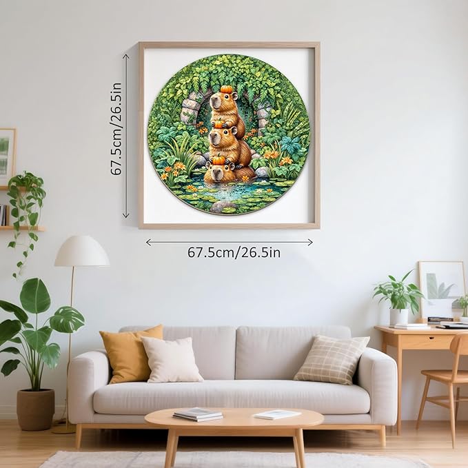 Capybara Puzzles for Adults 1000 Pieces, Round Animal Jigsaw Puzzles 1000 Pieces, Impossible Difficult Hard Challenging Puzzles for Adults, Art Puzzle for Home Decor (26.5 * 26.5in)